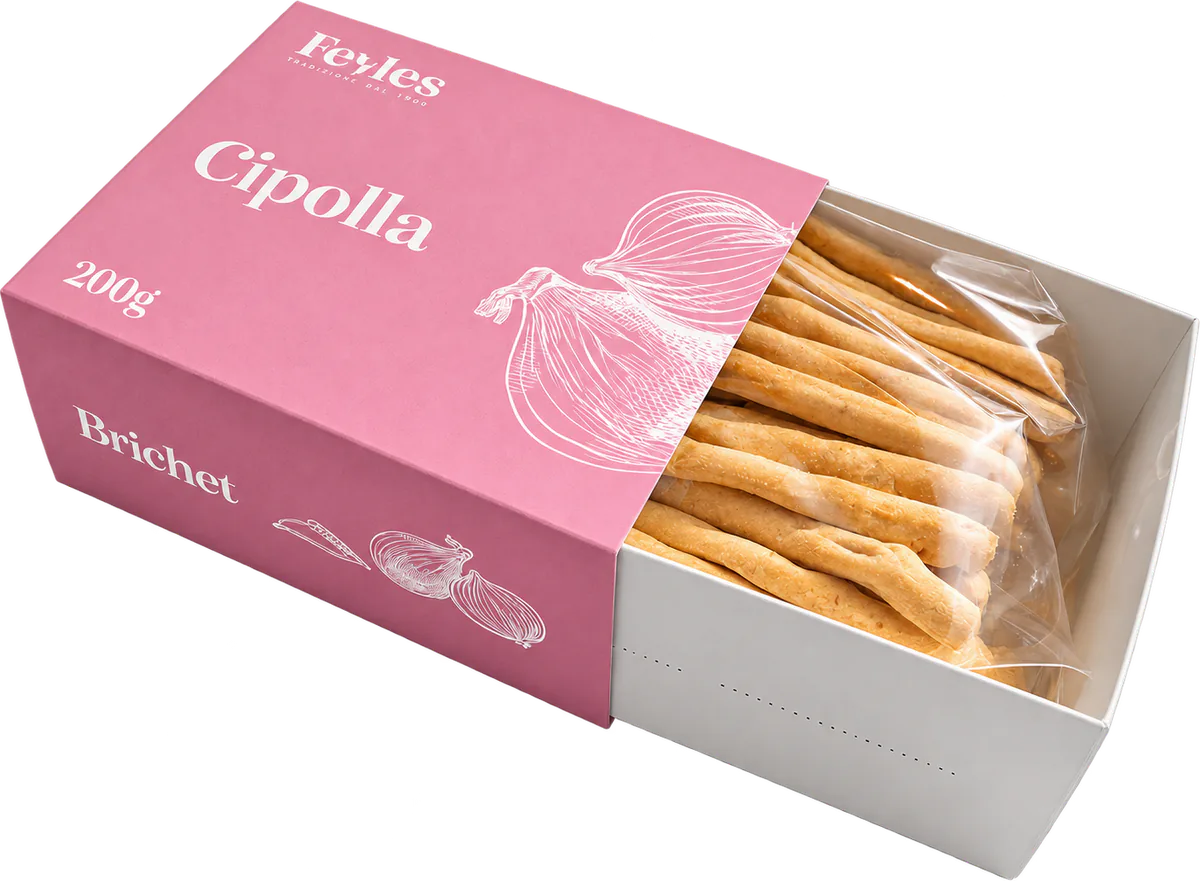 La confezione dei Brichet Cipolla Feyles
